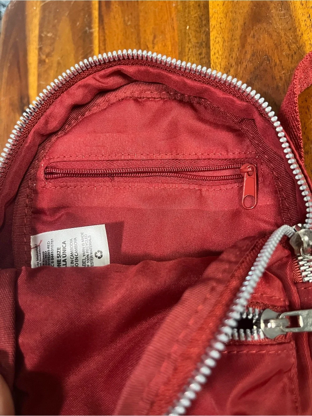 Burgundy Red Mini Backpack Small Nylon Bag Silver Zippers Adjustable Straps
